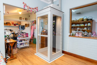 Iconic home lift installed in a compact residential home