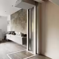 Compact home lift in modern room interior.