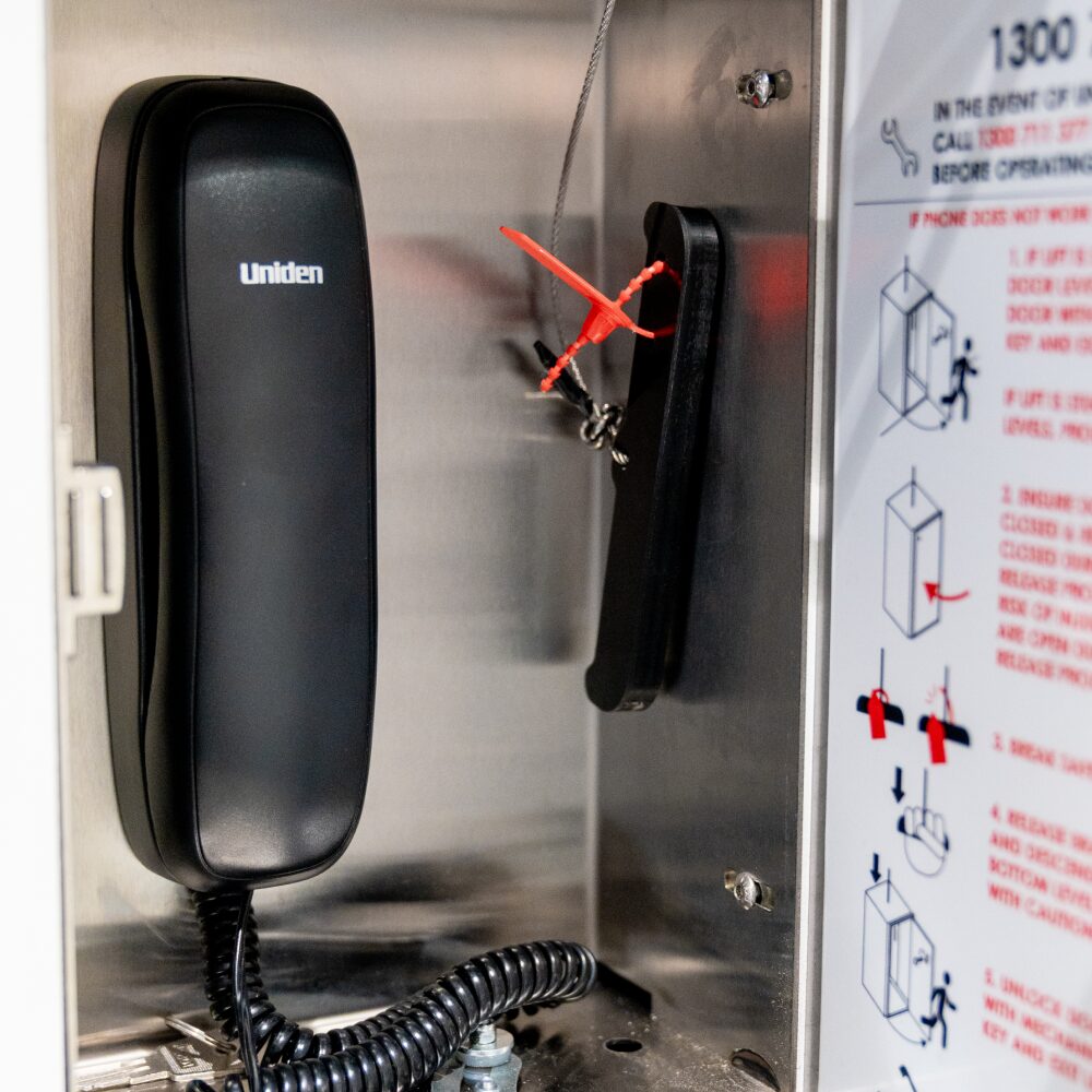 Close-up of a home lift highlighting its safety features